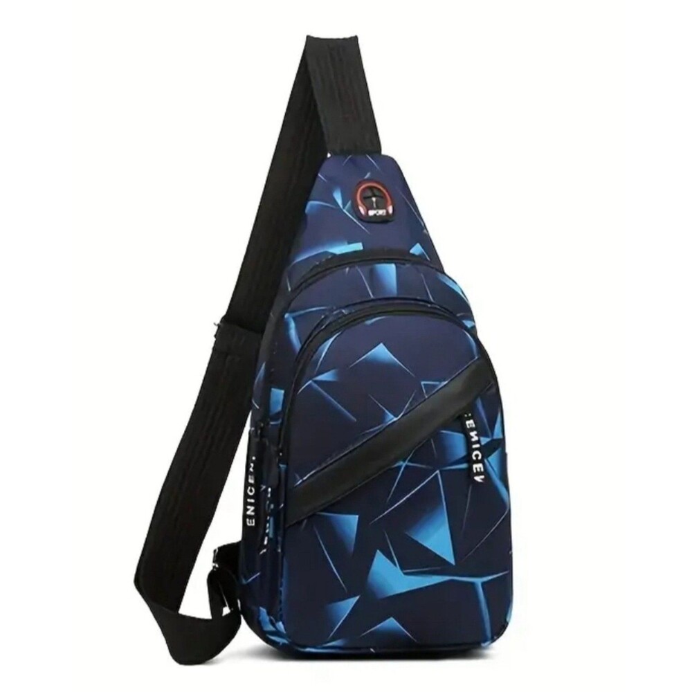 Blue Geometric Sling Bag for Women